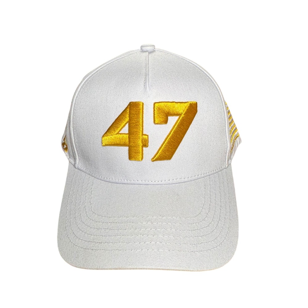 Charlie Kirk 47th President Hat White Gold 47 Snapback Baseball Cap‎ USA Flag